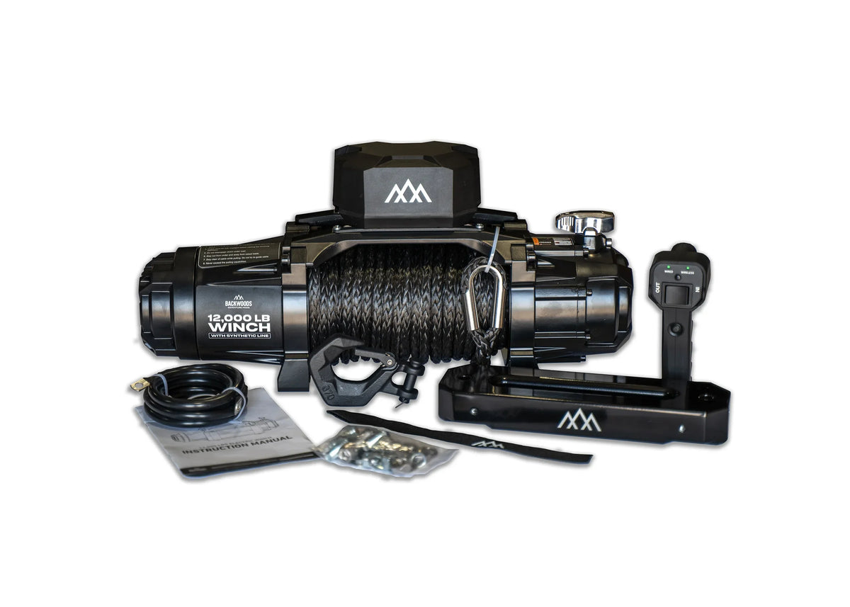 Backwoods Offroad Winch - 12,000lb w/ Synthetic Line Backwoods Adventure Mods