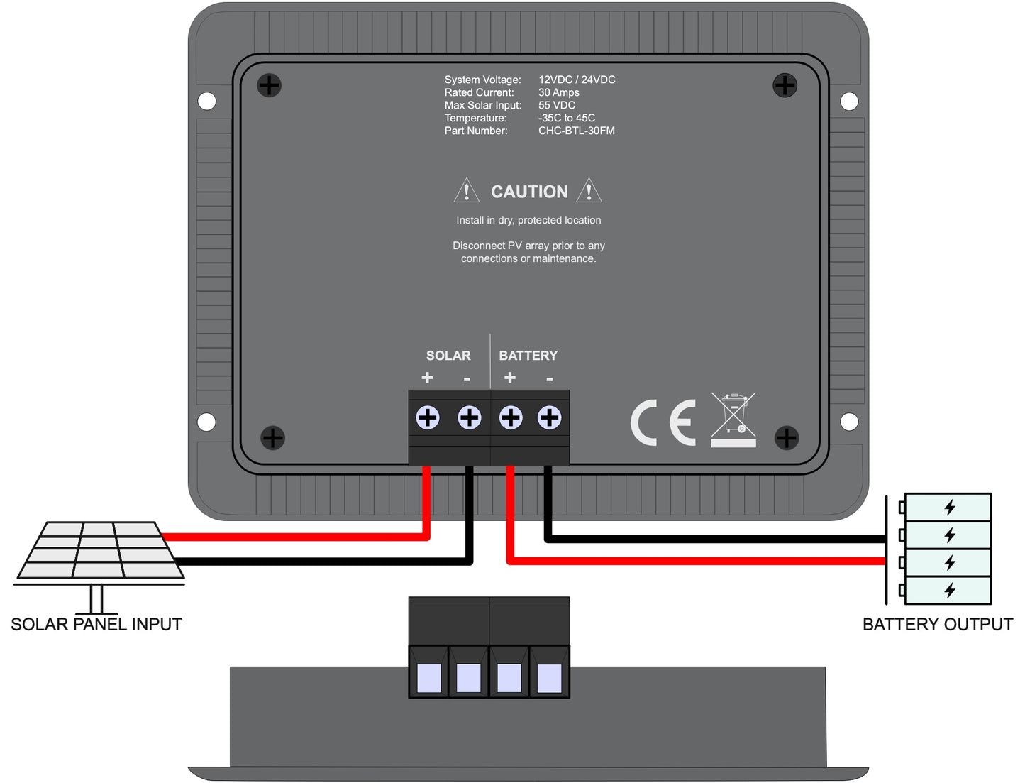 30-Amp Flush Mount LCD PWM Solar Charge Controller with Wireless Connectivity