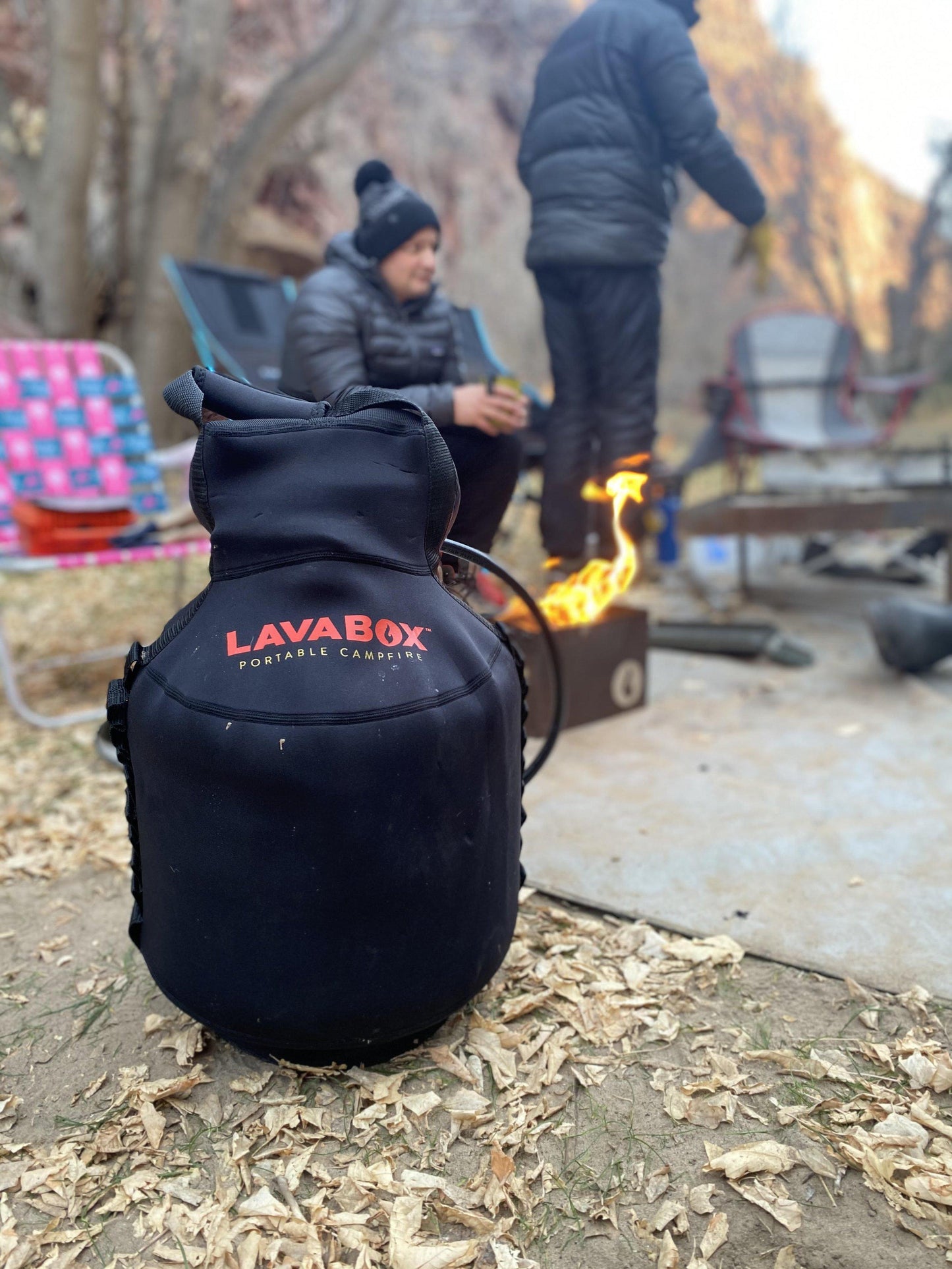 Burt's Tank Top: 5 Pound Propane Tank Insulator and Carrier LavaBox Portable Campfire