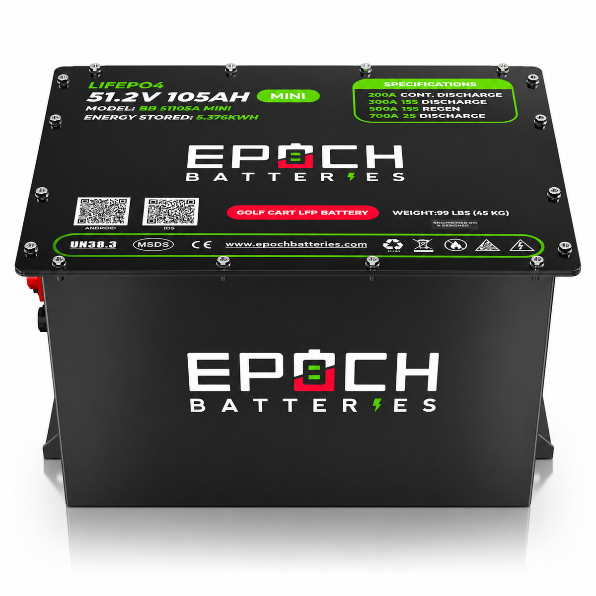 48V 105Ah MINI Golf Cart Battery Complete Kit - Lithium (LiFePO4) Epoch Batteries