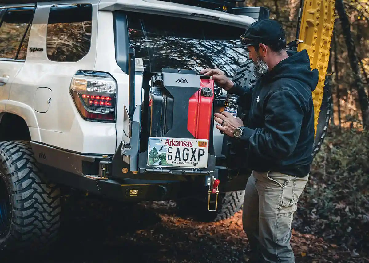 Jerry's Can Holder - Dual Universal Jerry Can Carrier Backwoods Adventure Mods