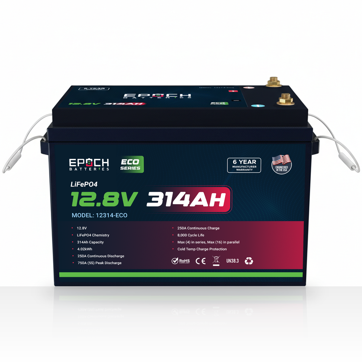 12V 314Ah Eco Series LiFePO4 Battery (4.02kWh) Epoch Batteries