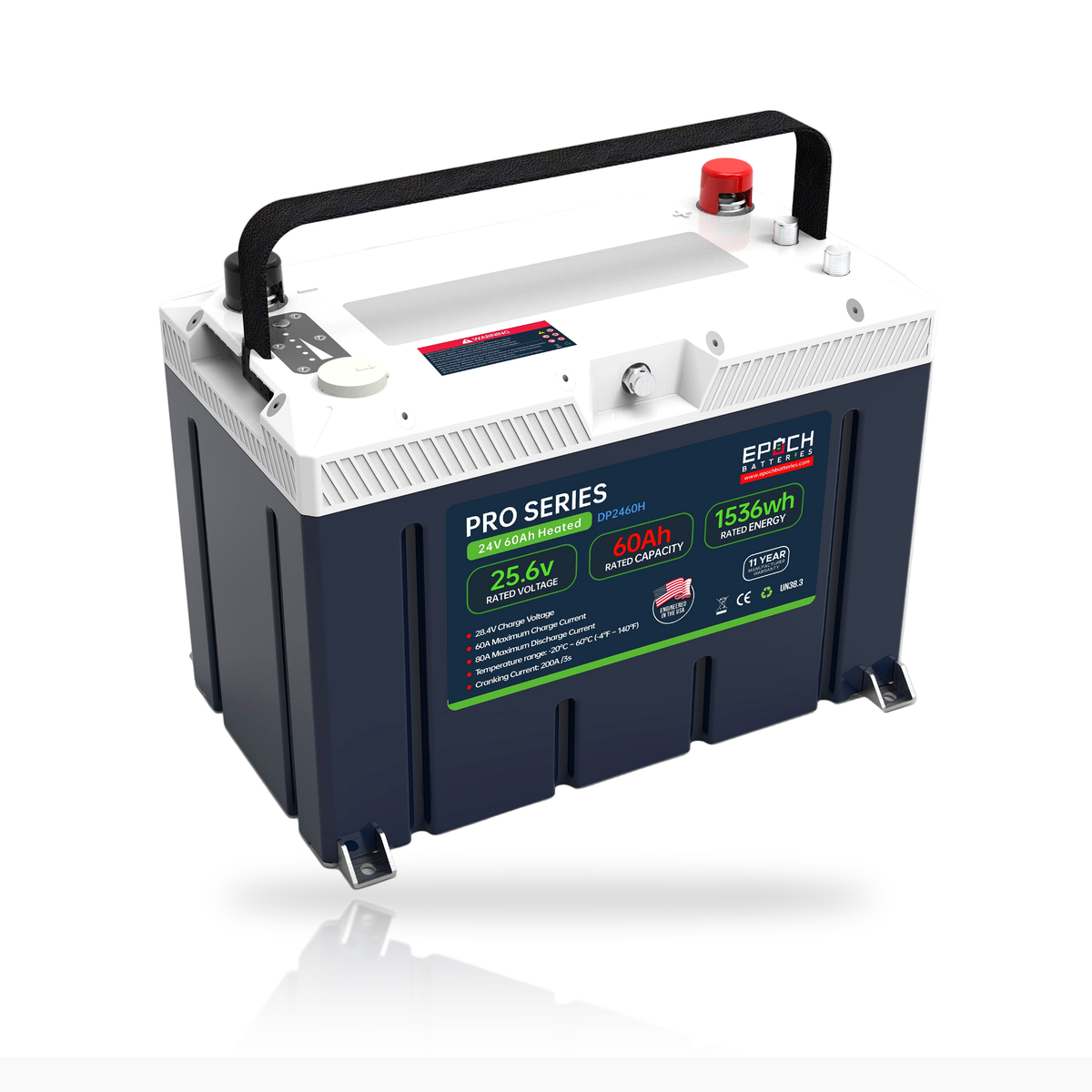 24V 60Ah Pro Series LiFePO4 Battery (1.54kWh) Epoch Batteries