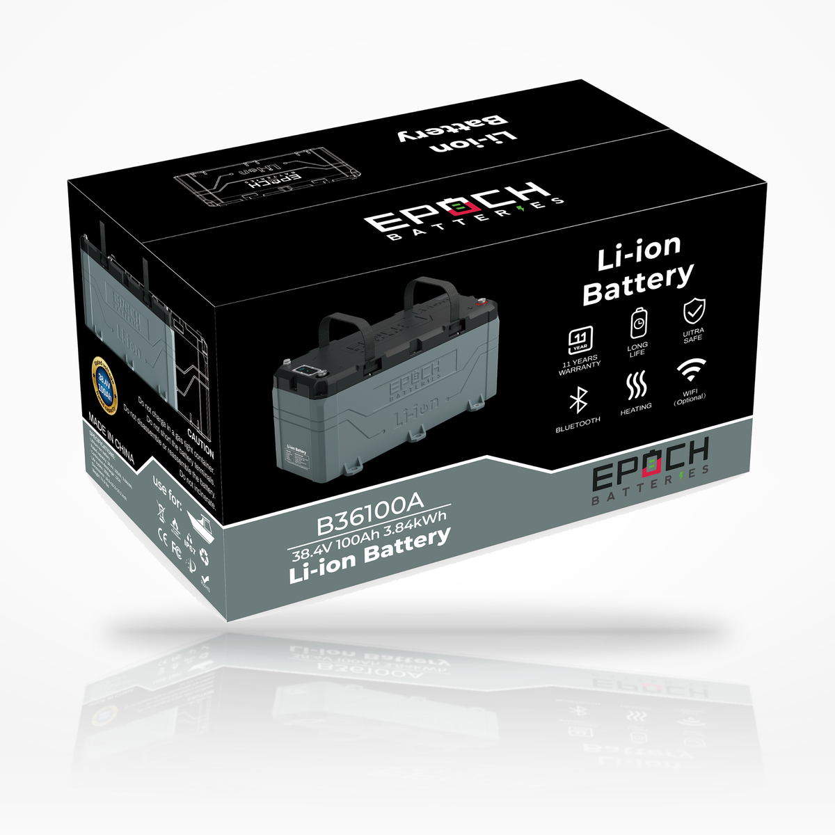 36V 100Ah LiFePO4 Lithium Battery (3.84kWh) Epoch Batteries