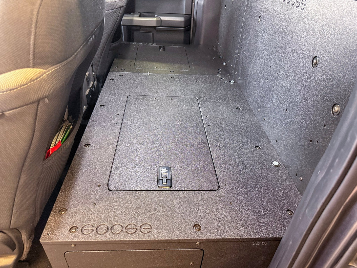 Ford - F-150 - 2015-Present - 13th & 14th Gen - Explore Series - SuperCab - Second Row - HIGH Seat Delete Plate System - Without Subwoofer Goose Gear