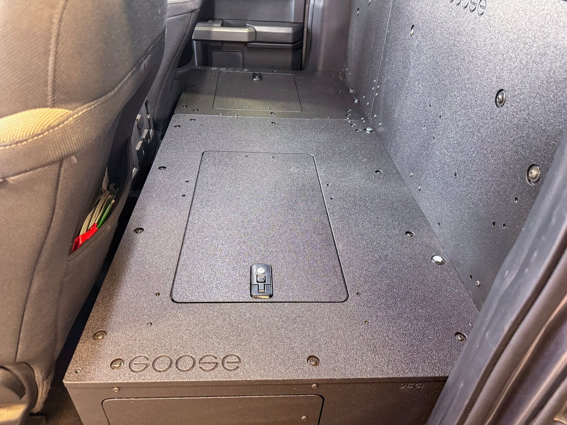 Ford - F-150 - 2015-Present - 13th & 14th Gen - Explore Series - SuperCab - Second Row - HIGH Seat Delete Plate System - Without Subwoofer Goose Gear