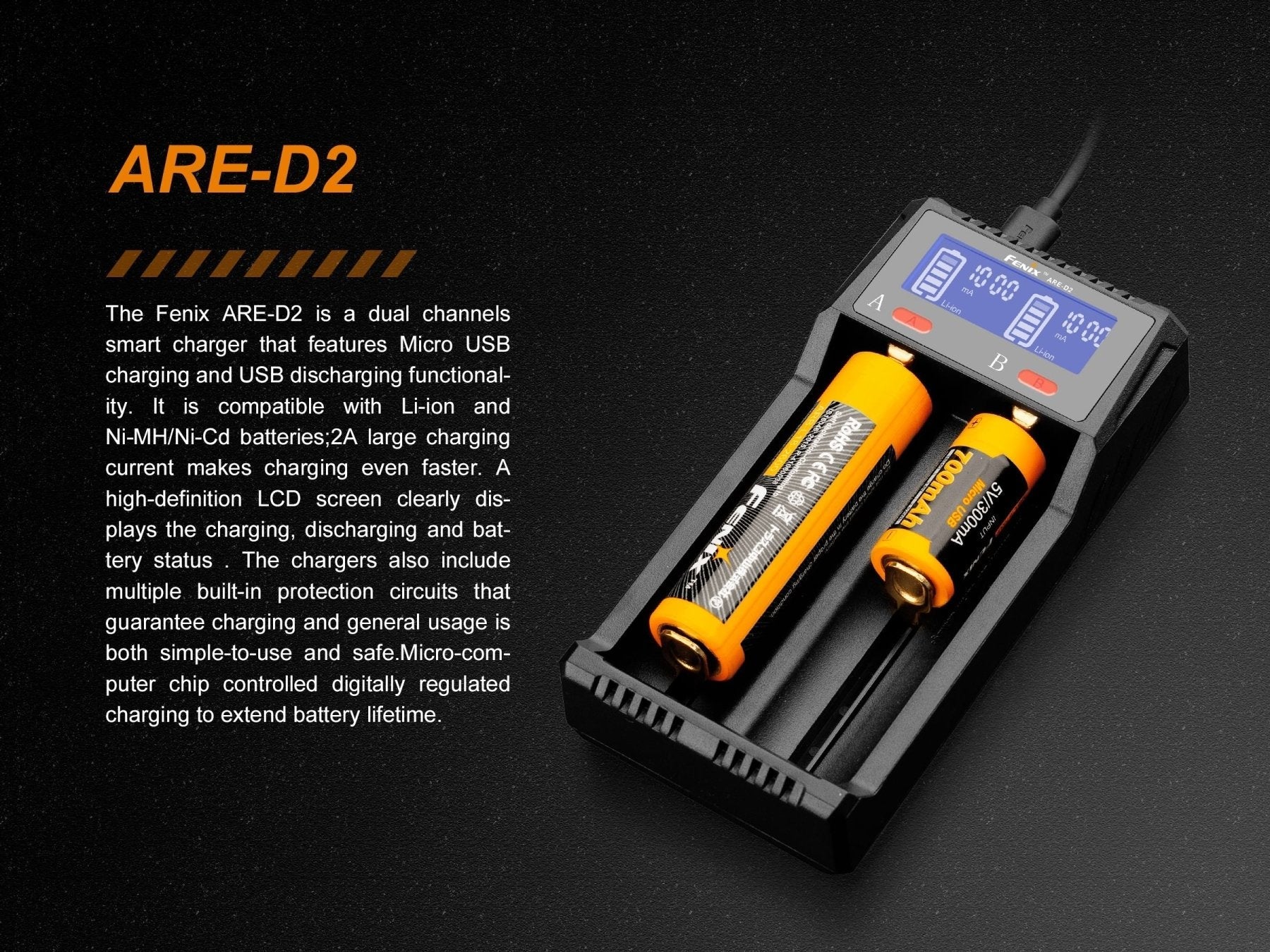 Fenix ARE-D2 Dual Channel Smart Battery Charger Fenix Store