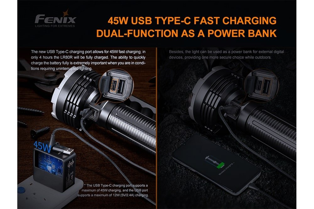 Fenix LR80R Rechargeable LED Searchlight - 18000 Lumens Fenix Store