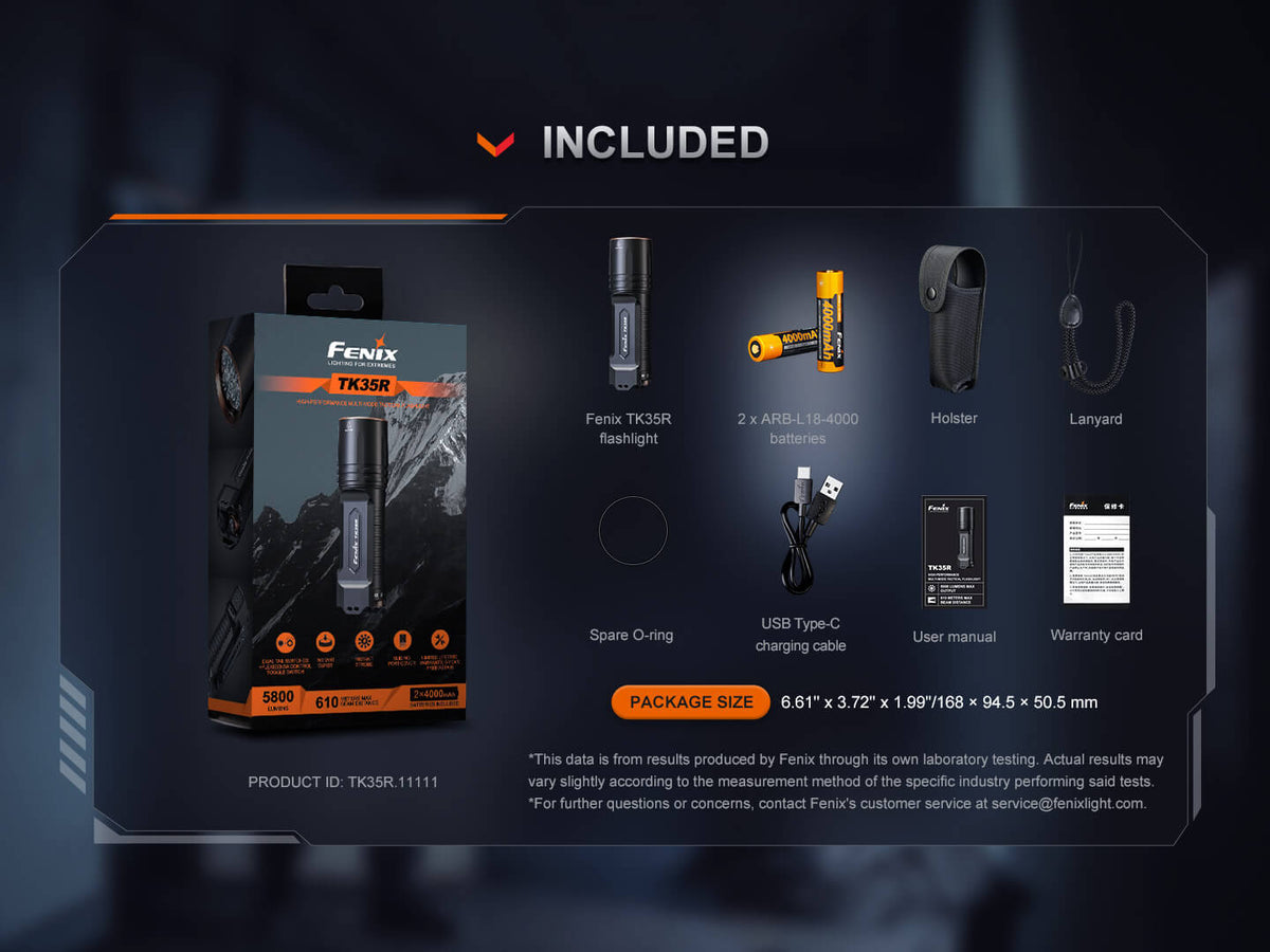 Fenix TK35R Rechargeable High-Performance Tactical Flashlight Fenix Store