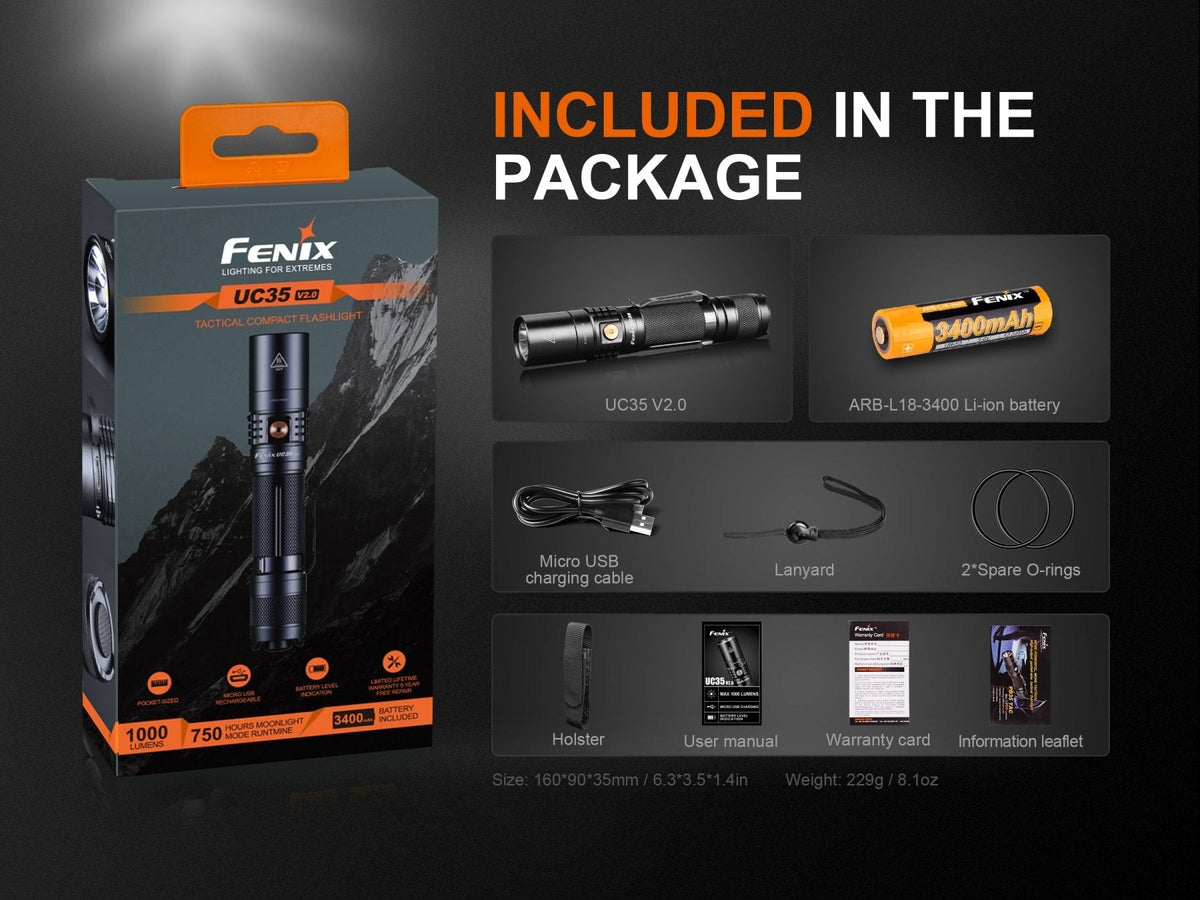 Fenix UC35 V2.0 LED Rechargeable EDC Flashlight Fenix Store