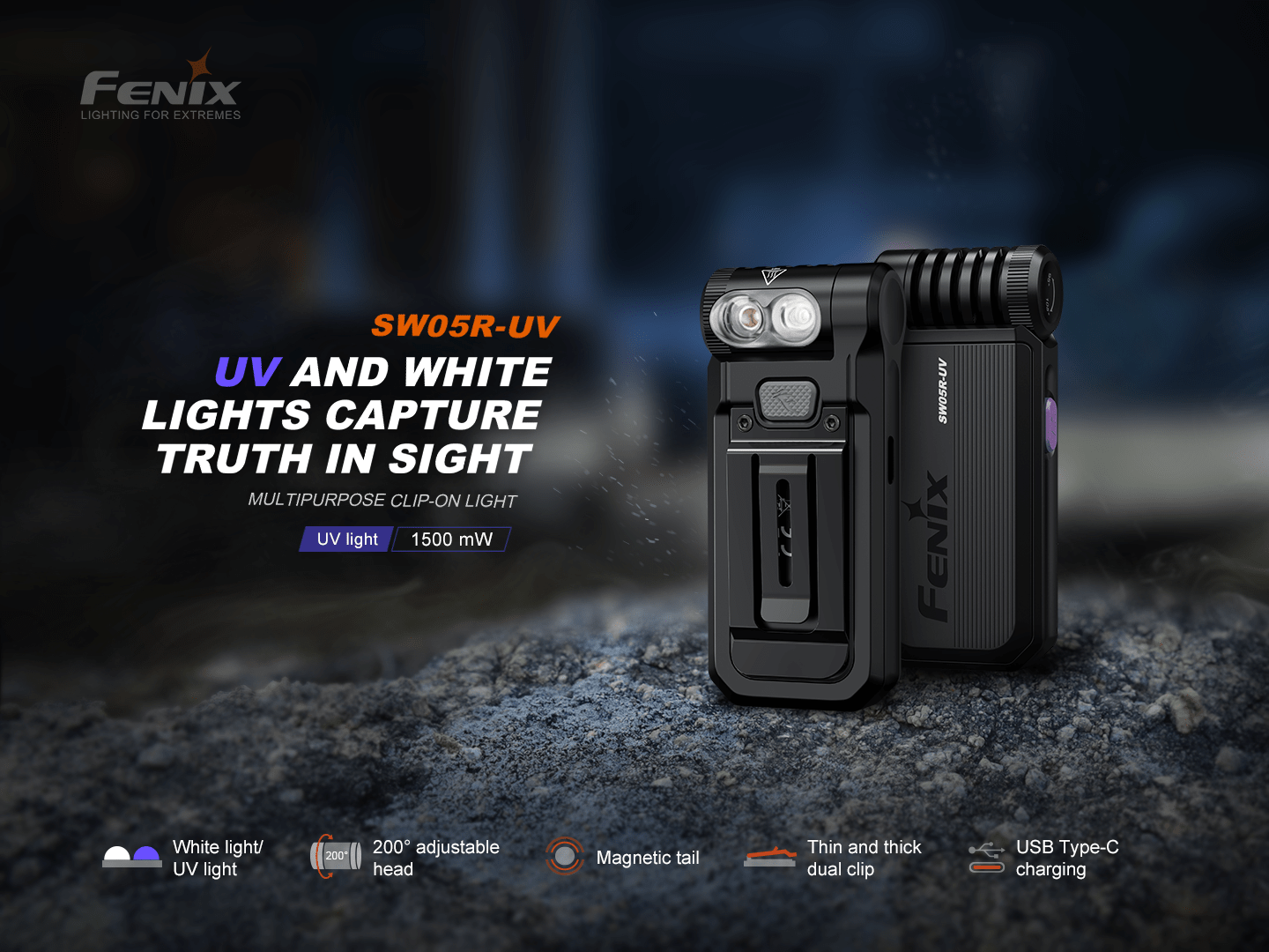 Fenix SW05R Multipurpose Clip-On Light with Red or UV Output Fenix Store