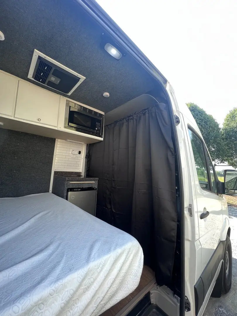 SPRINTER HEADLINER SHELF INCLUDES CURTAIN ROD AND LINER 2007-2018 White Top Adventures