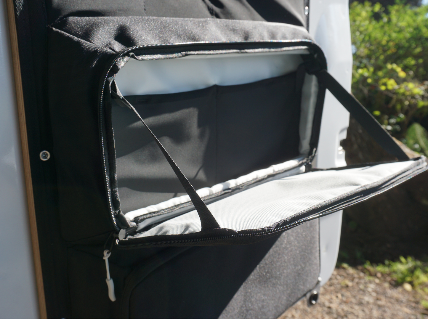 Mercedes Sprinter Lower Rear Door Storage Panels (Pair) White Top Adventures