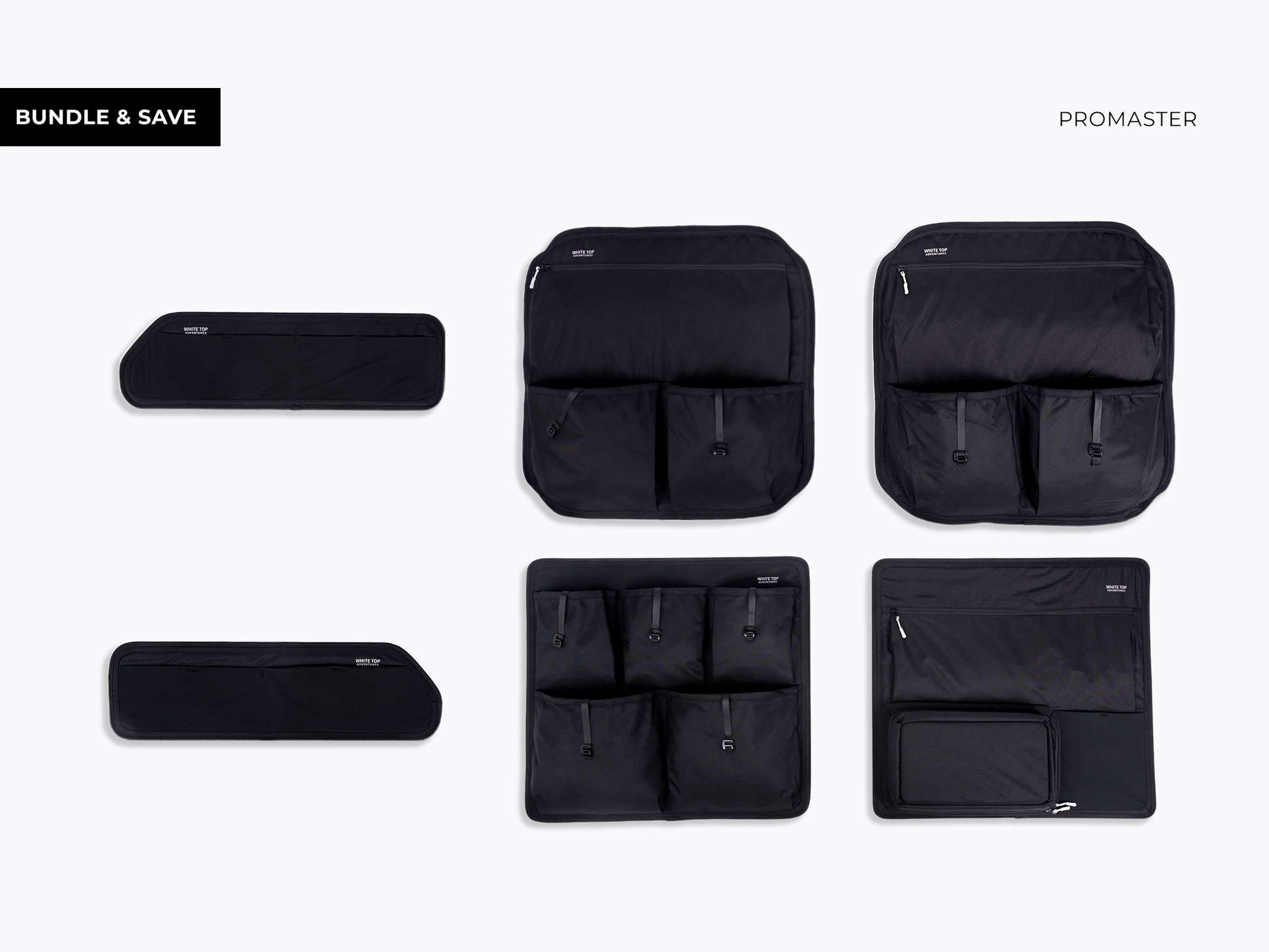 Ram Promaster Rear Door Storage Panels Bundle (Upper, Middle & Lower) White Top Adventures