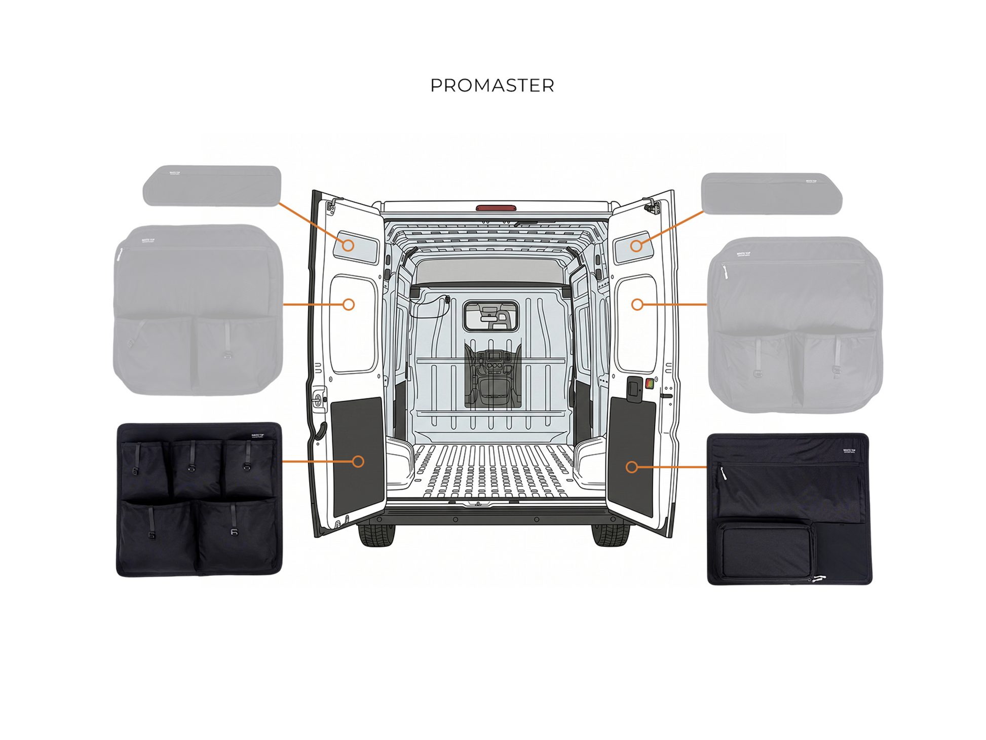 Ram Promaster Lower Rear Door Storage Panels (Pair) White Top Adventures