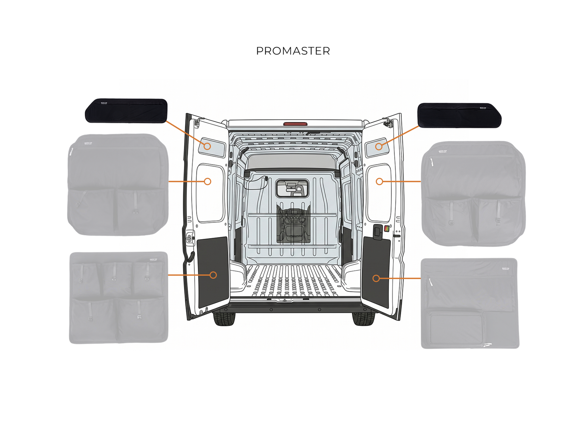 Ram Promaster Upper Rear Door Storage Panels (Pair) White Top Adventures