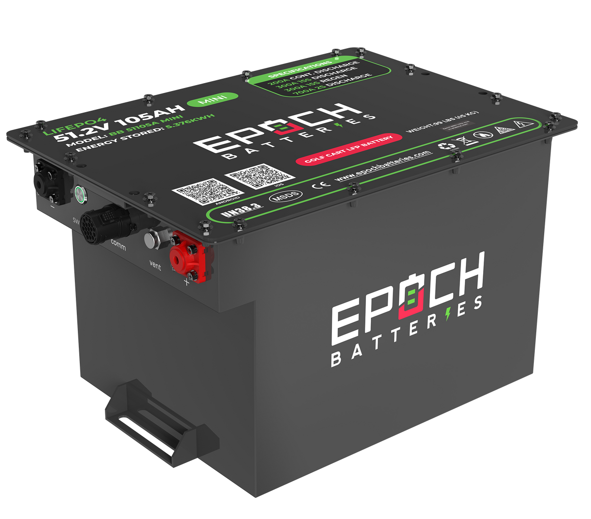48V 105Ah MINI Golf Cart Battery Complete Kit - Lithium (LiFePO4) Epoch Batteries