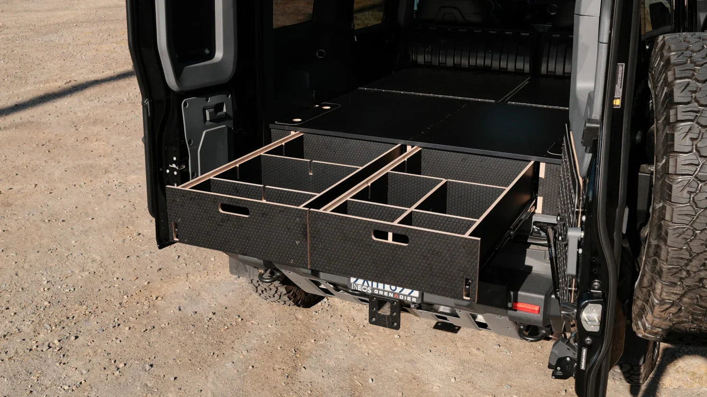 Ineos Grenadier | Dual Drawer Storage System & Bed Platform | 2023+ Solid Wood Worx
