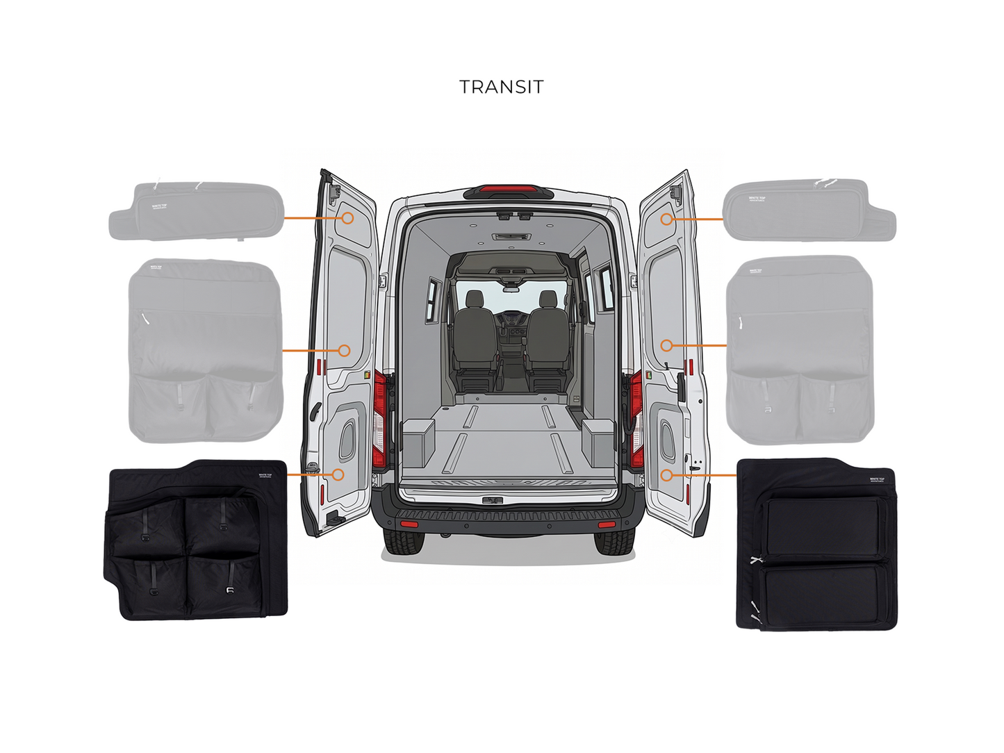 Ford Transit Lower Rear Door Storage Panels (Pair) White Top Adventures